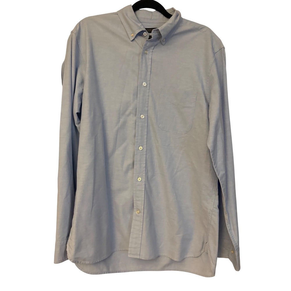 Banana Republic Mens Organic‎ Cotton Oxford Shirt Untucked Standard Fit Blue M
